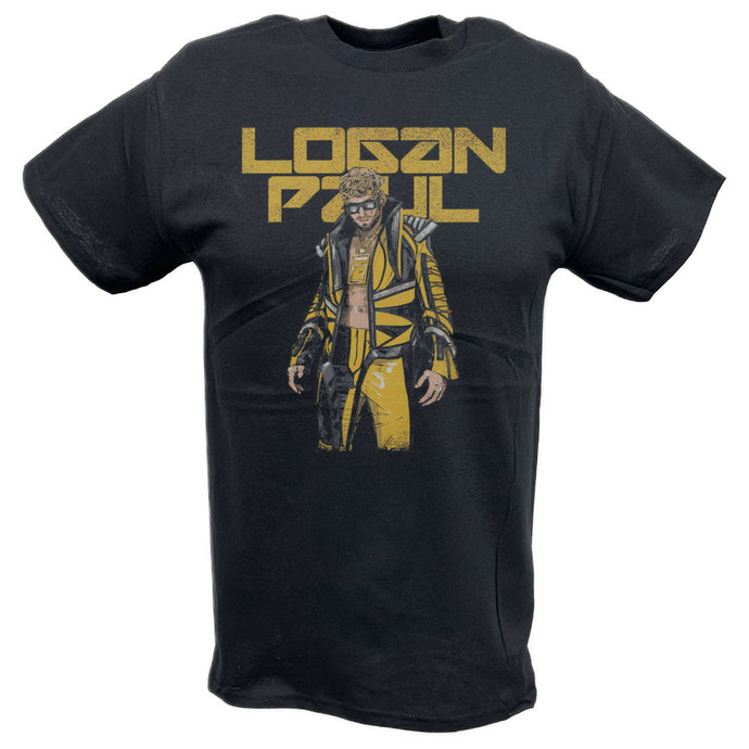 Logan Paul Pose Yellow Black T-shirt by EWS | Extreme Wrestling Shirts