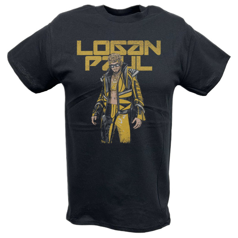 Load image into Gallery viewer, Logan Paul Pose Yellow Black T-shirt by EWS | Extreme Wrestling Shirts
