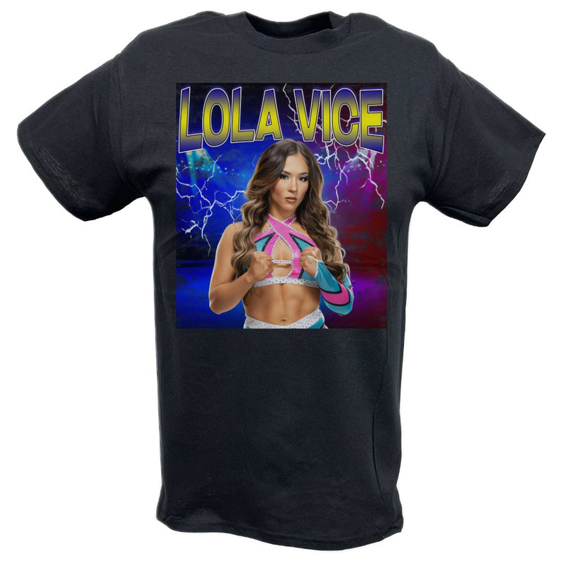 Load image into Gallery viewer, Lola Vice Highlight Black T-shirt by EWS | Extreme Wrestling Shirts
