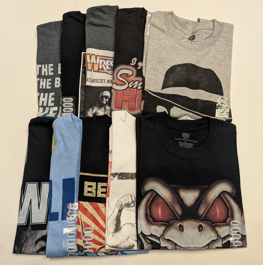 Lot of 10 Men Size Small T-shirts | Cena Orton Undertaker The Rock (S) by EWS | Extreme Wrestling Shirts