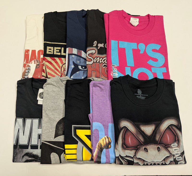 Load image into Gallery viewer, Lot of 10 Men Size Small T-shirts | Cena Orton Undertaker The Rock (S) by EWS | Extreme Wrestling Shirts

