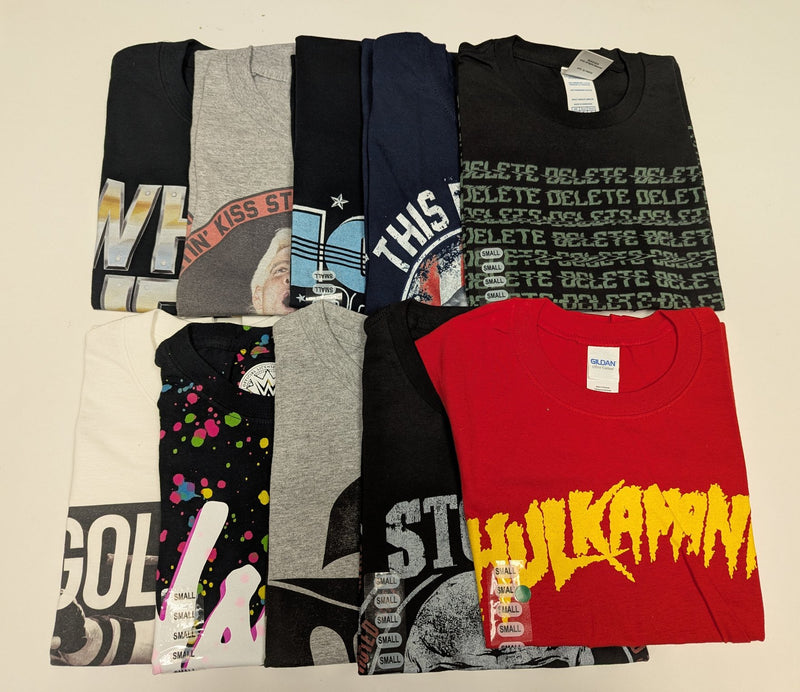 Load image into Gallery viewer, Lot of 10 Men Size Small T-shirts | Cena Orton Undertaker The Rock (S) by EWS | Extreme Wrestling Shirts
