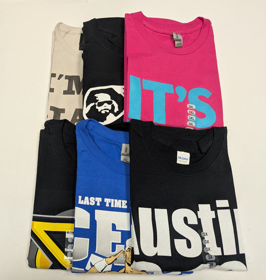 Lot of 6 Men Size 3XL T-shirts | Cena Orton Undertaker The Rock (3XL) by EWS | Extreme Wrestling Shirts