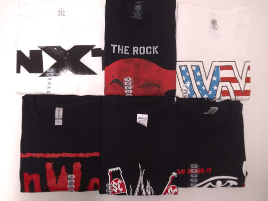 Lot of 6 Men Size 3XL WWE Authentic T-shirts | Cena Orton Undertaker The Rock (3XL) by EWS | Extreme Wrestling Shirts