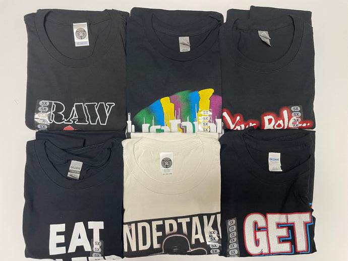 Lot of 6 Men Size 5XL WWE Authentic T-shirts | Cena Orton Undertaker The Rock (5XL) by Extreme Wrestling Shirts | Extreme Wrestling Shirts