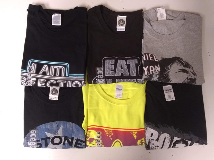 Lot of 6 Men Size 5XL WWE Authentic T-shirts | Cena Orton Undertaker The Rock (5XL) by Extreme Wrestling Shirts | Extreme Wrestling Shirts