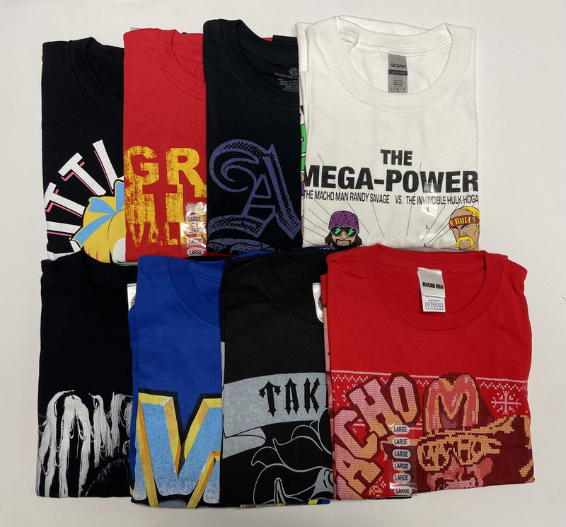 Load image into Gallery viewer, Lot of 8 Men Size Large WWE T-shirts | Cena Orton Undertaker The Rock (L) by EWS | Extreme Wrestling Shirts
