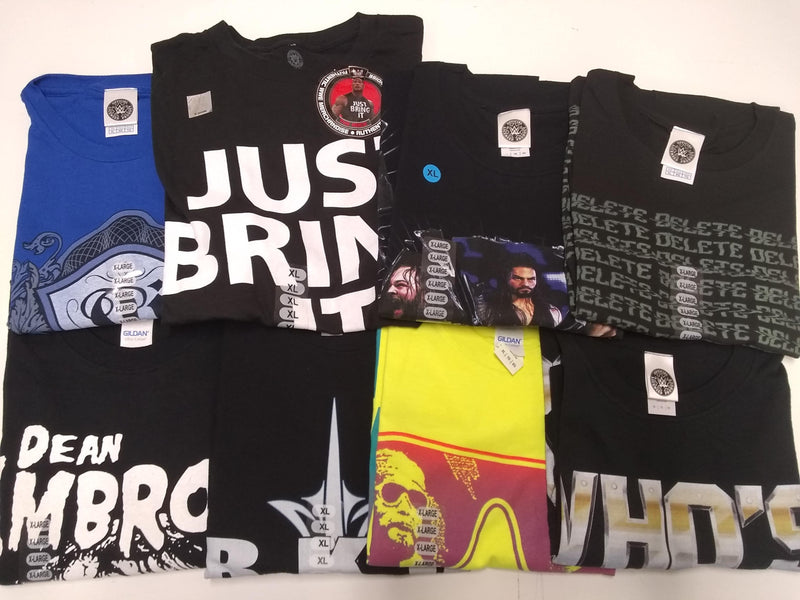 Load image into Gallery viewer, Lot of 8 Men Size XL WWE Authentic T-shirts | Cena Orton Undertaker The Rock NEW (XL) by EWS | Extreme Wrestling Shirts
