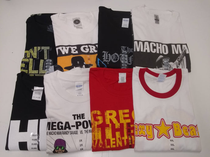 Lot of 8 Men Size XXL T-shirts|Cena Orton Undertaker Rock by EWS | Extreme Wrestling Shirts