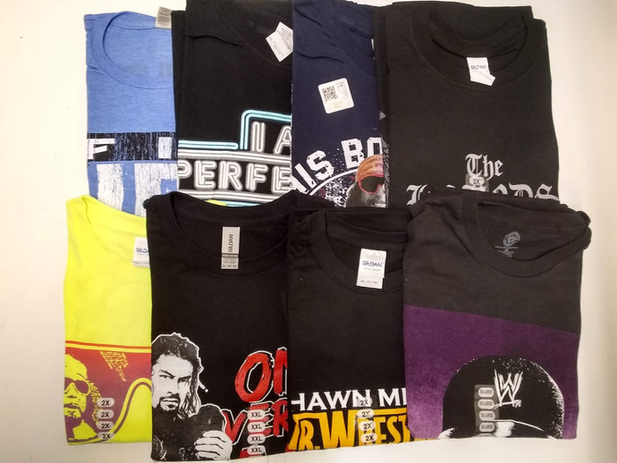 Lot of 8 Men Size XXL WWE T-shirts|Cena Orton Undertaker Rock by EWS | Extreme Wrestling Shirts