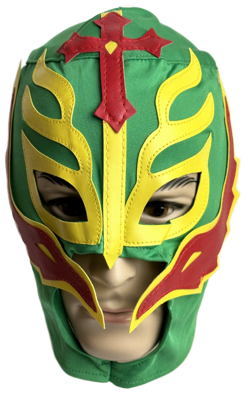 Load image into Gallery viewer, Lucha Libre Adult Size Pro Wrestling Mask Green-Yellow by EWS | Extreme Wrestling Shirts
