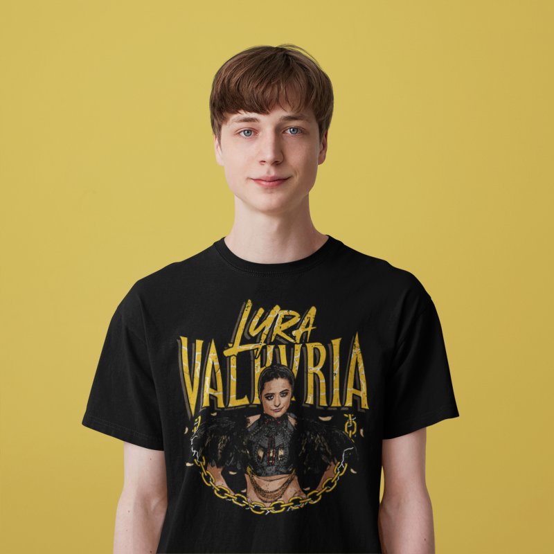 Load image into Gallery viewer, Lyra Valkyria Chain Black T-shirt by EWS | Extreme Wrestling Shirts
