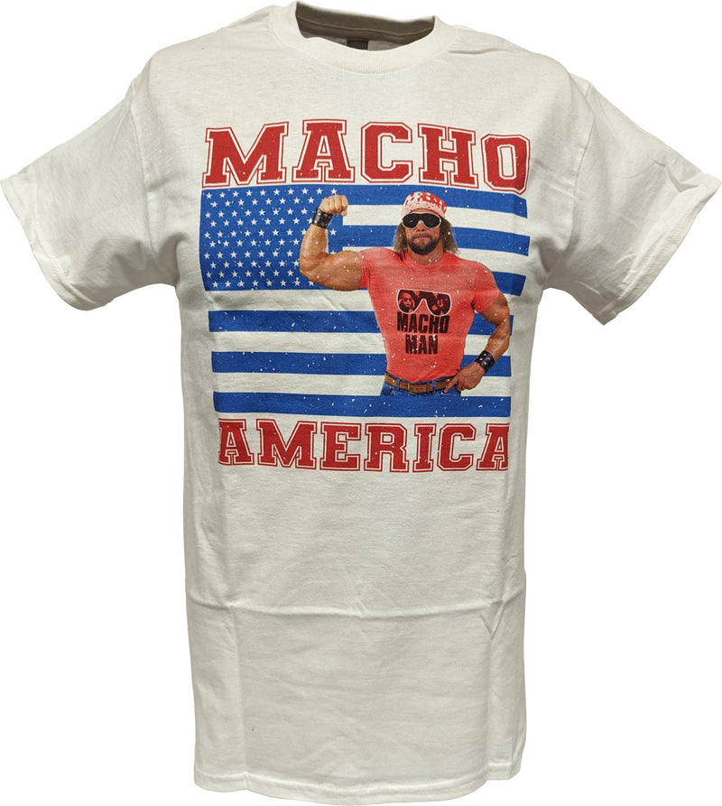 Load image into Gallery viewer, Macho Man Randy Savage America USA Flag Mens White T-shirt Sports Mem, Cards &amp; Fan Shop &gt; Fan Apparel &amp; Souvenirs &gt; Wrestling by WWE | Extreme Wrestling Shirts
