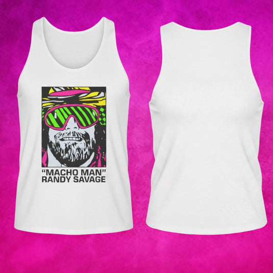 Macho Man Randy Savage Cartoon Mens White Tank Top by EWS | Extreme Wrestling Shirts