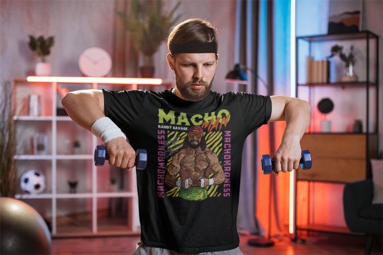 Load image into Gallery viewer, Macho Man Randy Savage Madness Flex T-shirt by EWS | Extreme Wrestling Shirts
