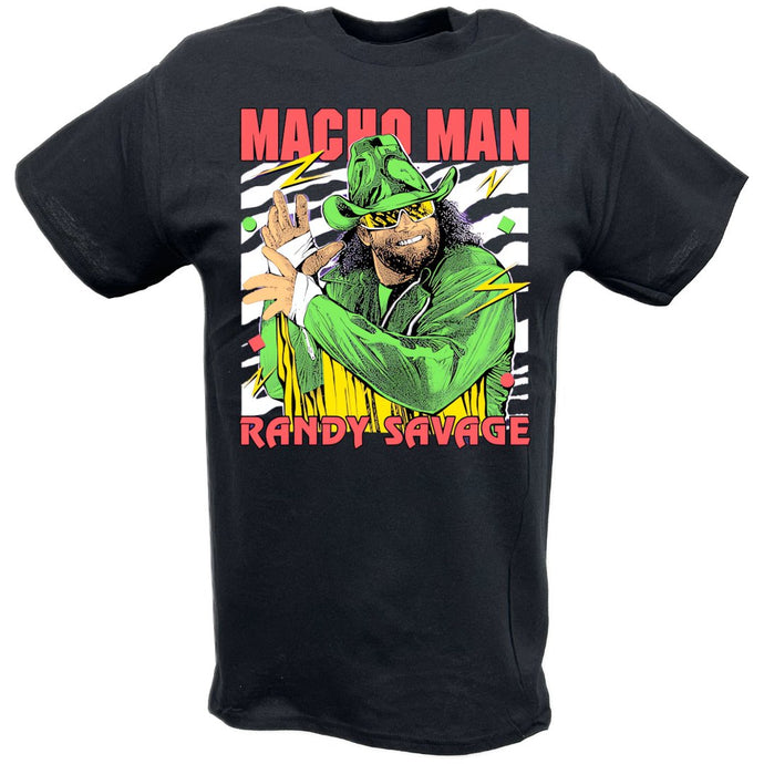 Macho Man Randy Savage Neon Pose T-shirt by EWS | Extreme Wrestling Shirts