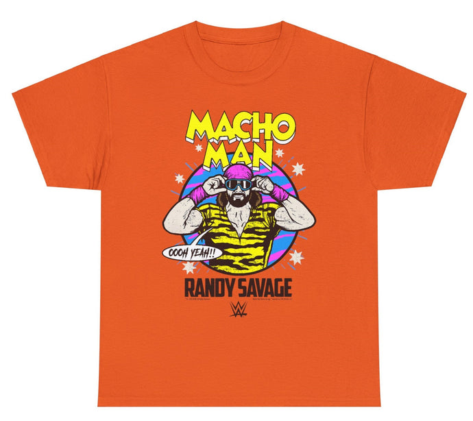 Macho Man Randy Savage OOOH YEAH!! Orange Comic T-Shirt by EWS | Extreme Wrestling Shirts