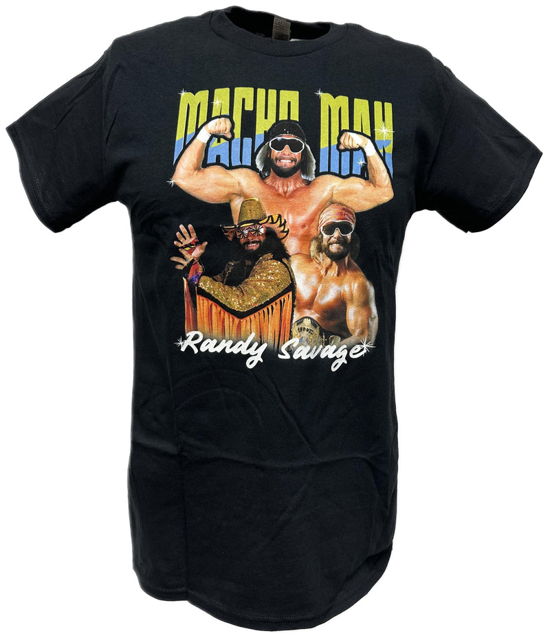 Load image into Gallery viewer, Macho Man Randy Savage Three Pose WWE Mens Black T-shirt Sports Mem, Cards &amp; Fan Shop &gt; Fan Apparel &amp; Souvenirs &gt; Wrestling by Freeze | Extreme Wrestling Shirts
