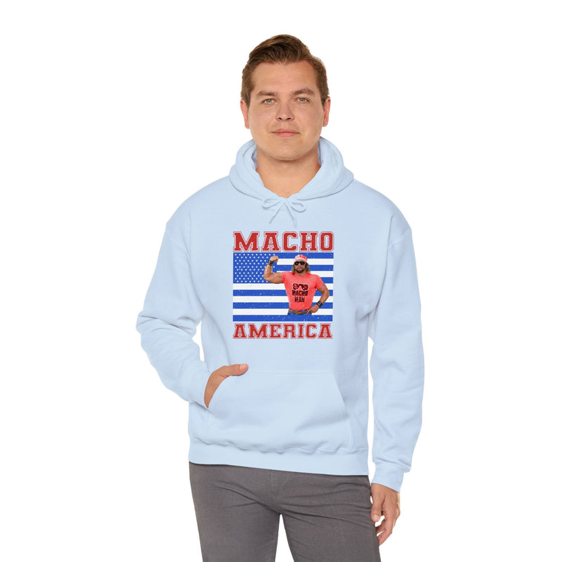 Load image into Gallery viewer, Macho Man Randy Savage USA America Blue Hoody Sweatshirt by WWE | Extreme Wrestling Shirts
