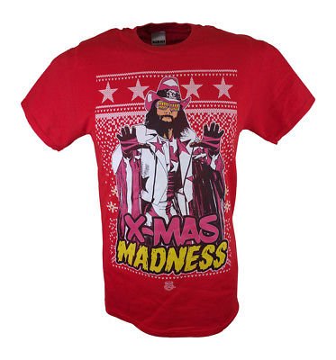 Load image into Gallery viewer, Macho Man Randy Savage X-mas Madness WWE Mens Red T-shirt Sports Mem, Cards &amp; Fan Shop &gt; Fan Apparel &amp; Souvenirs &gt; Wrestling by WWE | Extreme Wrestling Shirts
