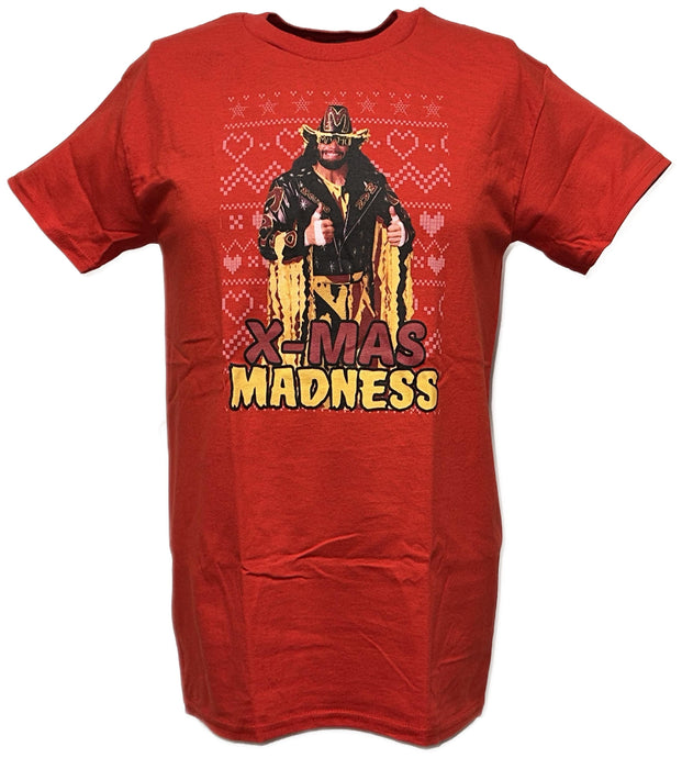 Macho Man Randy Savage X-mas Madness WWE Mens Red T-shirt by WWE | Extreme Wrestling Shirts