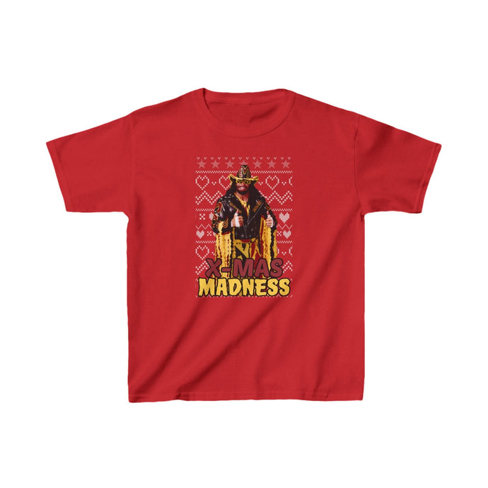 Macho Man X-mas Ugly Christmas Kids Youth Red T-shirt by EWS | Extreme Wrestling Shirts