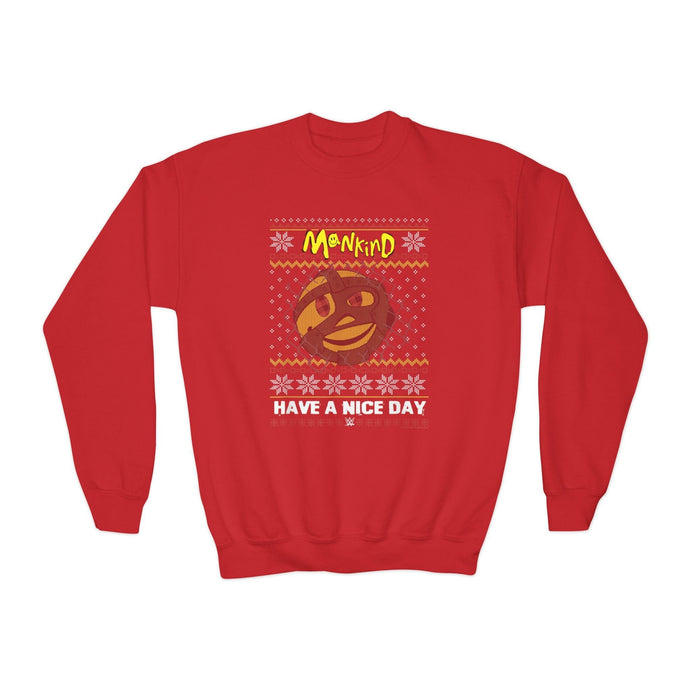 Mankind Have a Nice Day Red Kids Youth Christmas Sweater Sweatshirt by EWS | Extreme Wrestling Shirts