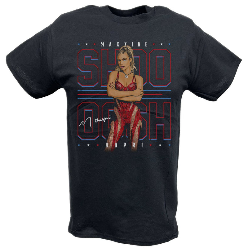 Load image into Gallery viewer, Maxxine Dupri SHOOOOSH Black T-shirt by EWS | Extreme Wrestling Shirts
