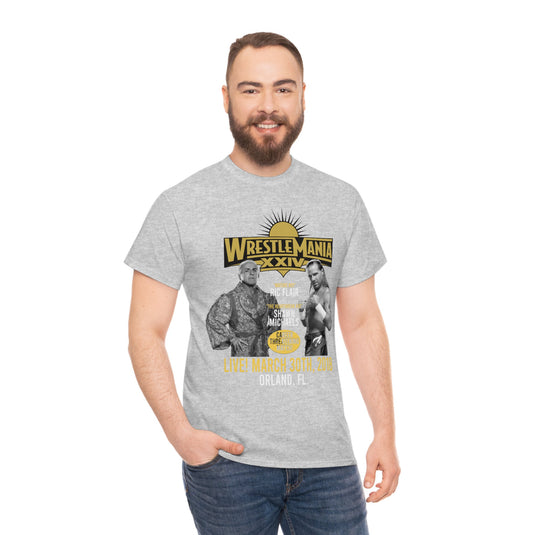 Wrestlemania 24 XXIV Ric Flair vs Shawn Michaels Mens Grey T-shirt
