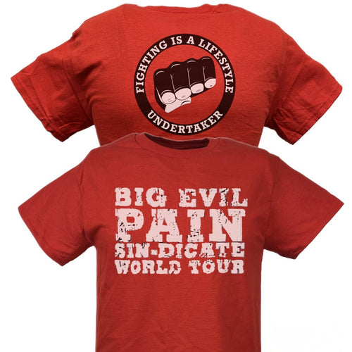 Undertaker Big Evil Pain Sin-Dicate World Tour Red T-shirt