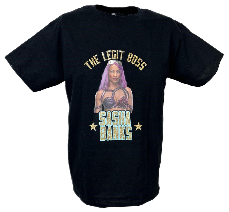 Load image into Gallery viewer, Sasha Banks The Legit Boss Kids Black T-shirt
