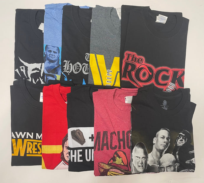 10 Men Size Medium WWE T-shirts | Cena Orton Undertaker The Rock Lot 1