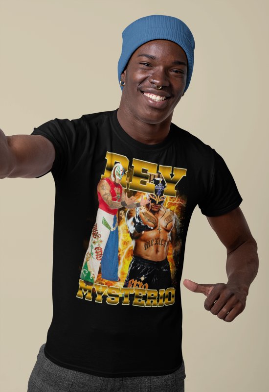 Load image into Gallery viewer, Rey Mysterio Standing Strong Mens Black T-shirt
