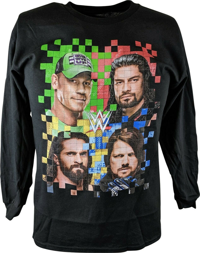 Load image into Gallery viewer, Kids Color Grid WWE Long Sleeve Boys T-shirt Cena Reigns Rollins Styles
