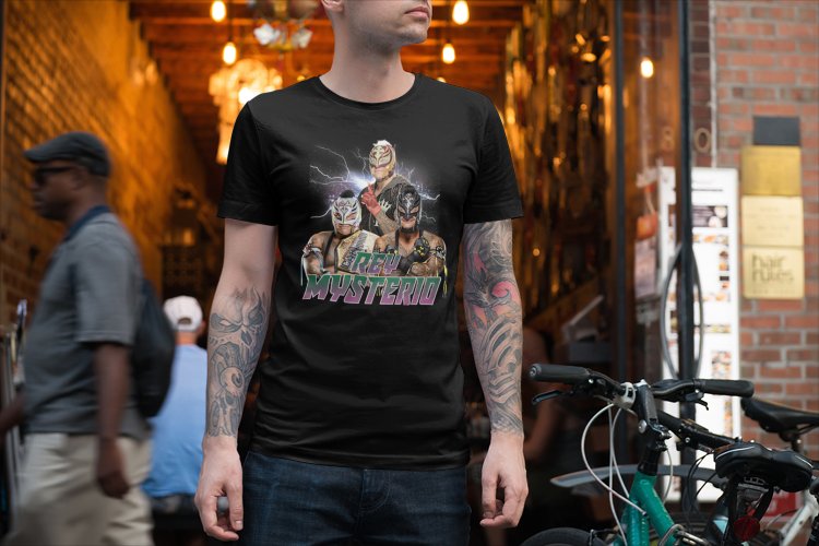 Load image into Gallery viewer, Rey Mysterio Lightning Three Pose T-shirt
