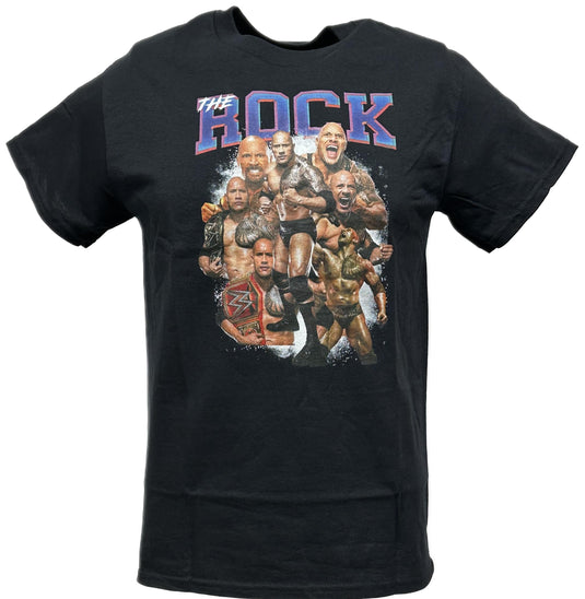 Dwayne The Rock Johnson Seven Pose Flex Black WWE T-shirt