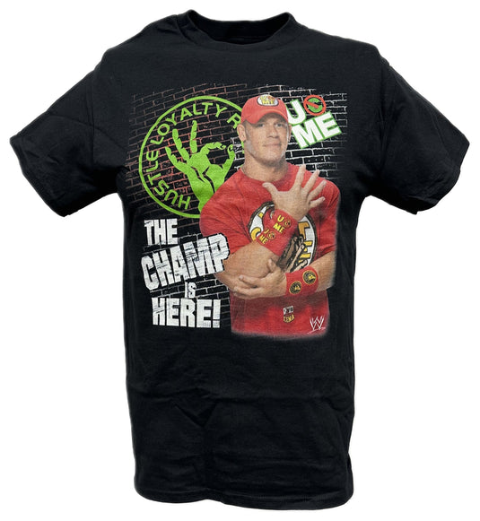 John Cena Champ Is Here WWE Red Mens Black T-shirt