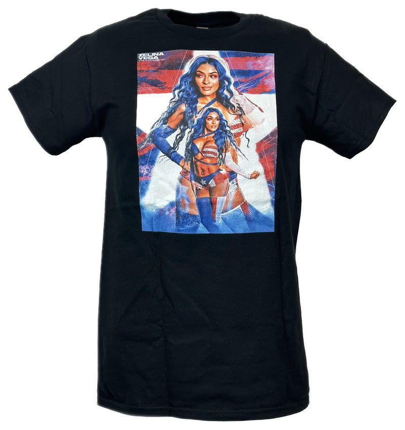 Load image into Gallery viewer, Zelina Vega Backlash USA-Puerto Rico Poster Print Black T-shirt
