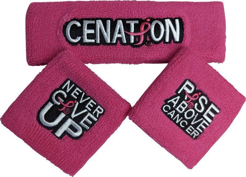 Load image into Gallery viewer, John Cena Pink Rise Above Cancer Headband Wristbands Set
