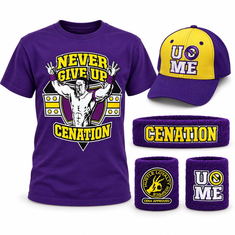 Load image into Gallery viewer, John Cena Kids Purple Costume Hat T-shirt Wristbands Boys

