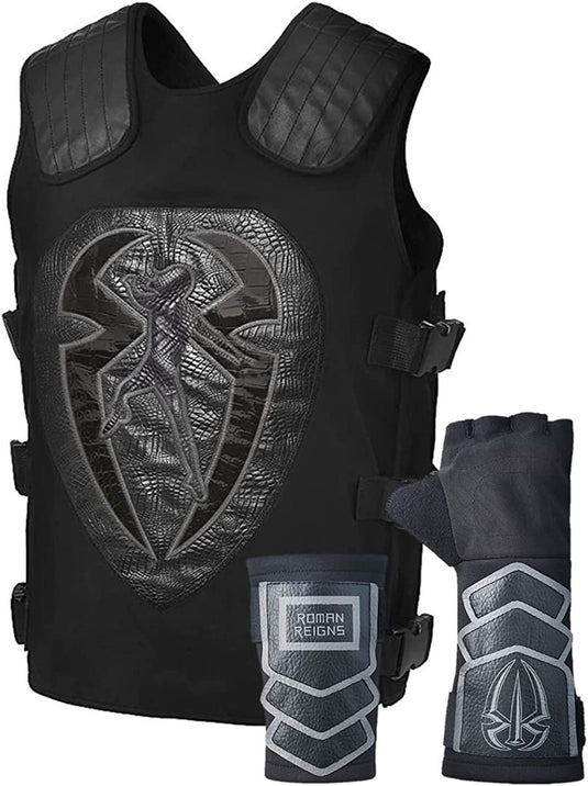 Roman Reigns Tactical Replica Vest Superman Punch Glove Costume-Onyx Black
