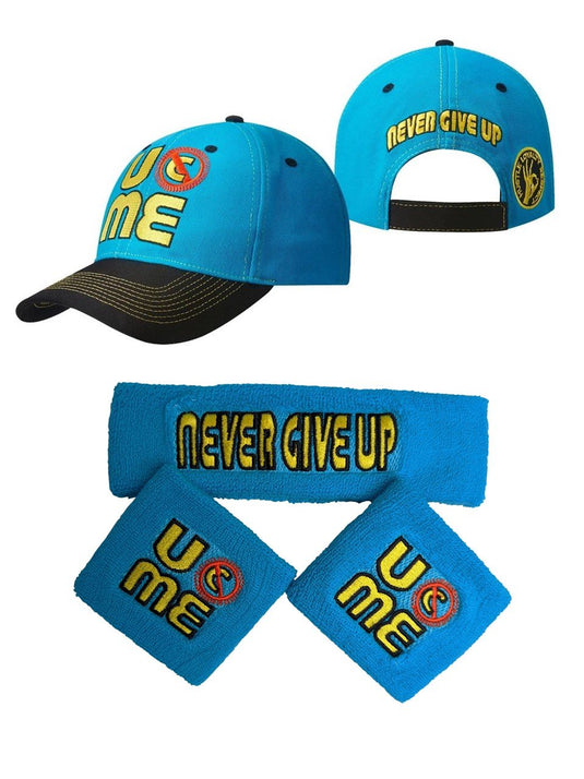 John Cena Boys Blue Throwback Kids Costume T-shirt Hat Wristbands