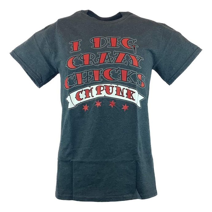 CM Punk I Dig Crazy Chicks Mens Gray T-shirt