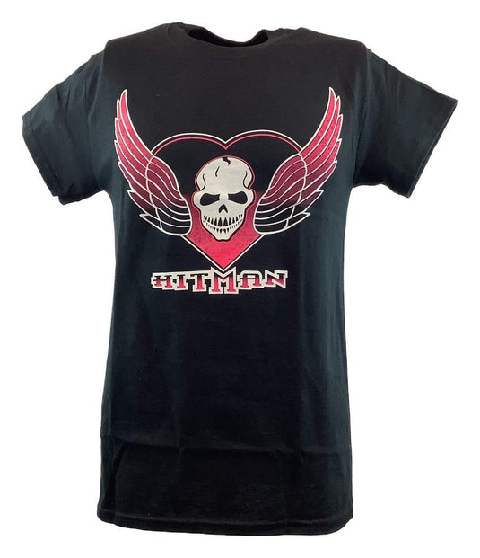 The Hitman Bret Hart Skull Wings Logo Mens T-shirt