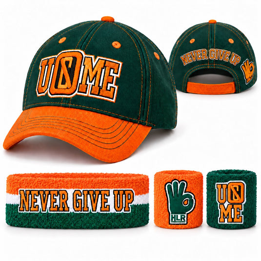 John Cena Green Orange 15x U Can't See Me Baseball Hat Headband Wristband Set