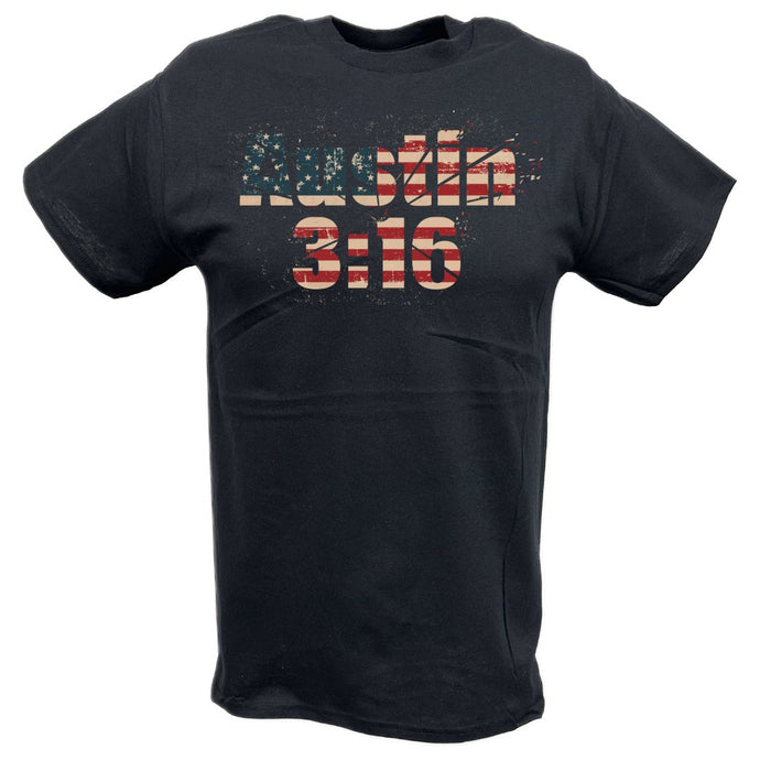 Stone Cold Steve Austin 3:16 USA WWE Mens Black T-shirt