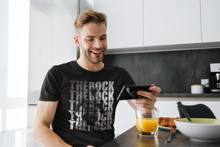 Load image into Gallery viewer, The Rock Repeat Mens Black T-shirt
