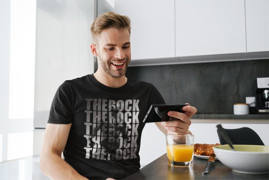 The Rock Repeat Mens Black T-shirt