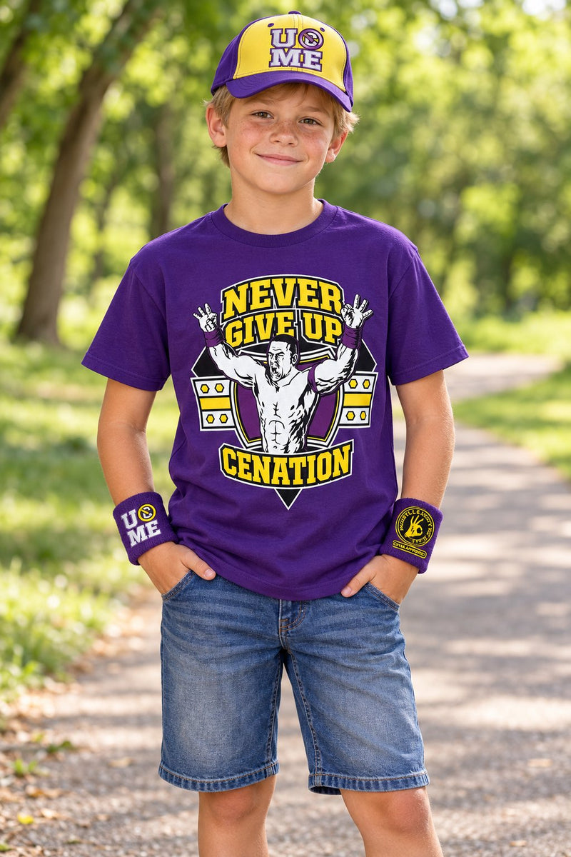 Load image into Gallery viewer, John Cena Kids Purple Costume Hat T-shirt Wristbands Boys
