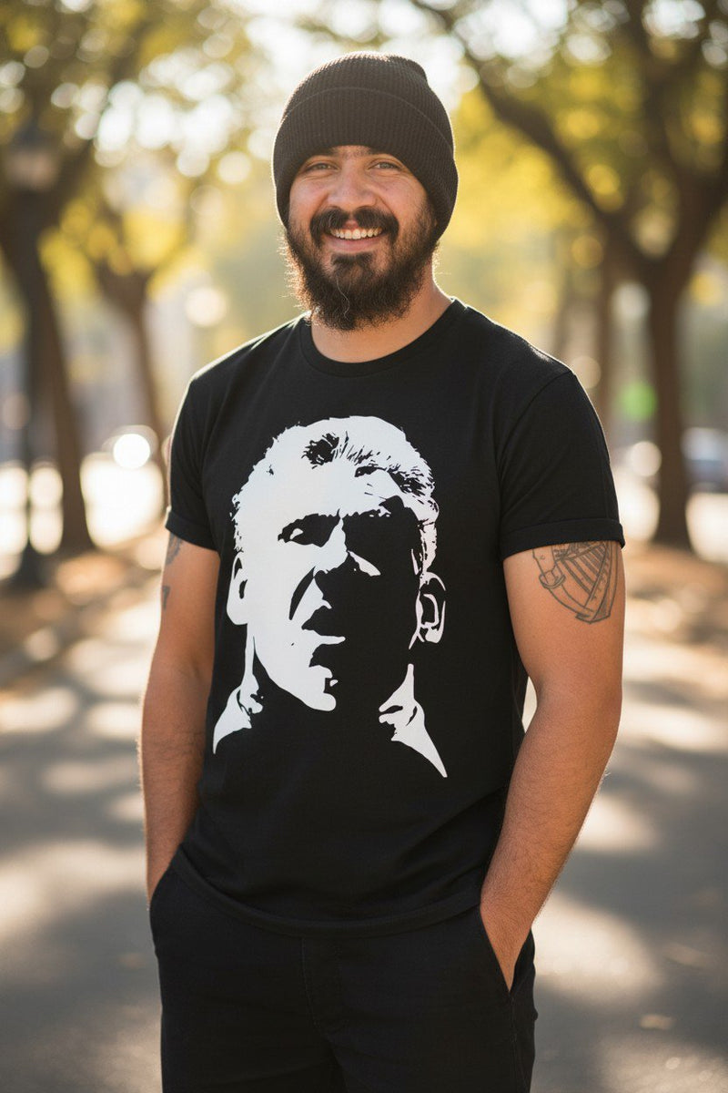 Load image into Gallery viewer, Vince McMahon White Face Profile Mens Black T-shirt
